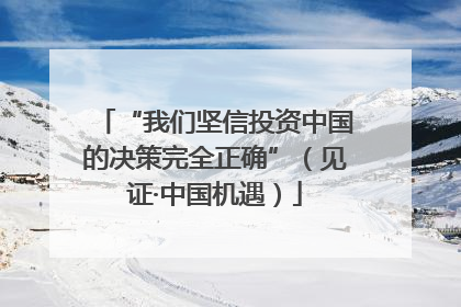 “我们坚信投资中国的决策完全正确”（见证·中国机遇）