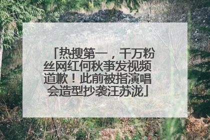 热搜第一，千万粉丝网红何秋亊发视频道歉！此前被指演唱会造型抄袭汪苏泷