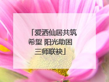 爱洒仙居共筑希望 阳光助困三师联袂