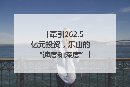 牵引262.5亿元投资，乐山的“速度和深度”
