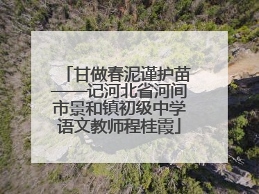甘做春泥谨护苗——记河北省河间市景和镇初级中学语文教师程桂霞