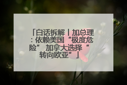 白话拆解丨加总理：依赖美国“极度危险” 加拿大选择“转向欧亚”