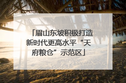 眉山东坡积极打造新时代更高水平“天府粮仓”示范区