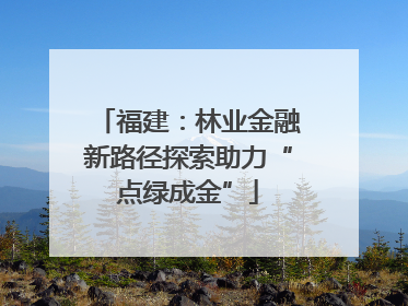 福建：林业金融新路径探索助力“点绿成金”