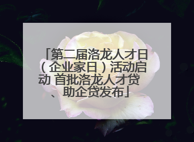 第二届洛龙人才日（企业家日）活动启动 首批洛龙人才贷、助企贷发布