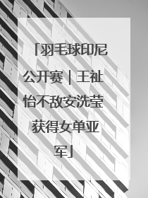 羽毛球印尼公开赛｜王祉怡不敌安洗莹 获得女单亚军