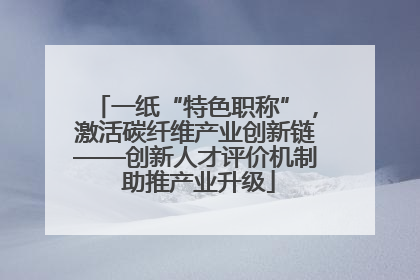 一纸“特色职称”，激活碳纤维产业创新链——创新人才评价机制 助推产业升级