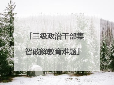 三级政治干部集智破解教育难题