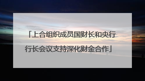 上合组织成员国财长和央行行长会议支持深化财金合作