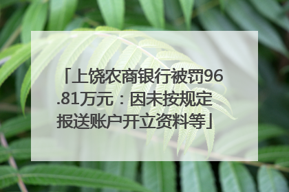 上饶农商银行被罚96.81万元：因未按规定报送账户开立资料等