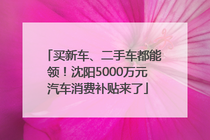 买新车、二手车都能领！沈阳5000万元汽车消费补贴来了