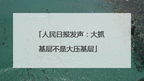 人民日报发声：大抓基层不是大压基层