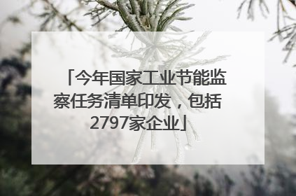 今年国家工业节能监察任务清单印发，包括2797家企业