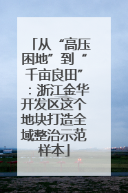 从“高压困地”到“千亩良田”：浙江金华开发区这个地块打造全域整治示范样本