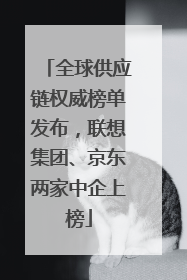 全球供应链权威榜单发布，联想集团、京东两家中企上榜
