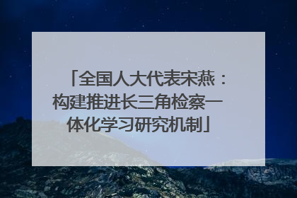 全国人大代表宋燕：构建推进长三角检察一体化学习研究机制