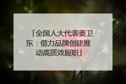 全国人大代表姜卫东：借力品牌创建推动高质效履职