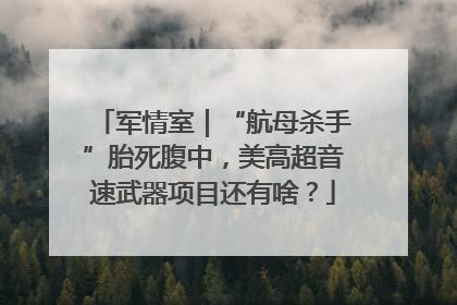 军情室｜“航母杀手”胎死腹中，美高超音速武器项目还有啥？