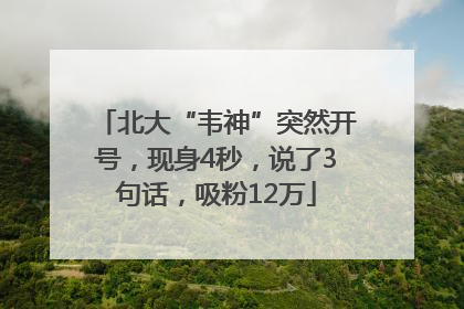 北大“韦神”突然开号，现身4秒，说了3句话，吸粉12万