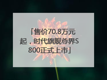售价70.8万元起，时代旗舰尊界S800正式上市