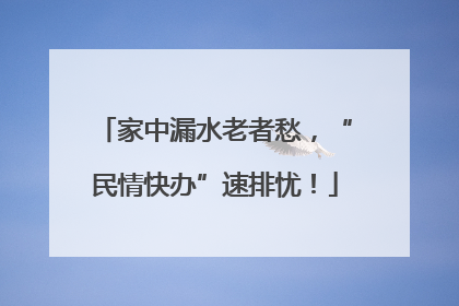 家中漏水老者愁，“民情快办”速排忧！