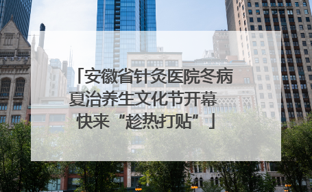 安徽省针灸医院冬病夏治养生文化节开幕 快来“趁热打贴”