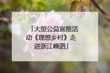 大型公益宣推活动《理想乡村》走进浙江嵊泗