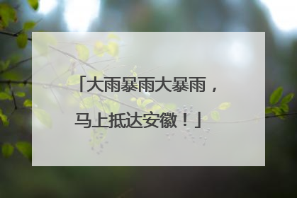大雨暴雨大暴雨，马上抵达安徽！