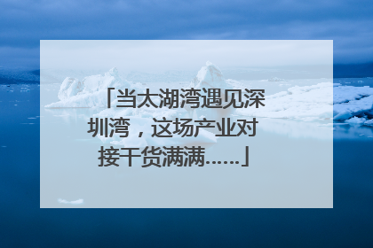 当太湖湾遇见深圳湾，这场产业对接干货满满……