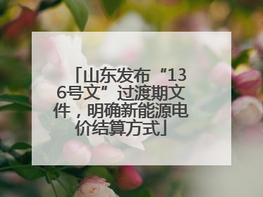 山东发布“136号文”过渡期文件，明确新能源电价结算方式