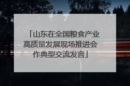 山东在全国粮食产业高质量发展现场推进会作典型交流发言