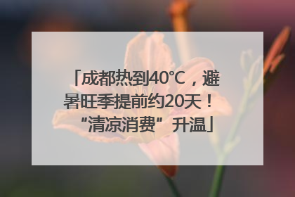 成都热到40℃，避暑旺季提前约20天！“清凉消费”升温