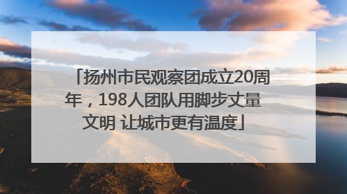 扬州市民观察团成立20周年，198人团队用脚步丈量文明 让城市更有温度
