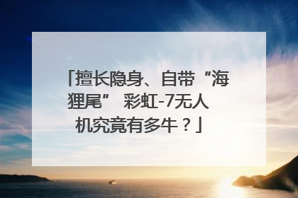 擅长隐身、自带“海狸尾” 彩虹-7无人机究竟有多牛？