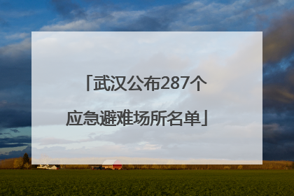 武汉公布287个应急避难场所名单
