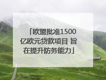 欧盟批准1500亿欧元贷款项目 旨在提升防务能力