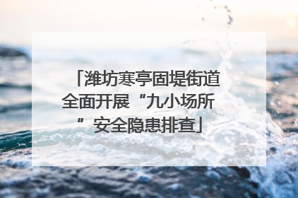 潍坊寒亭固堤街道全面开展“九小场所”安全隐患排查
