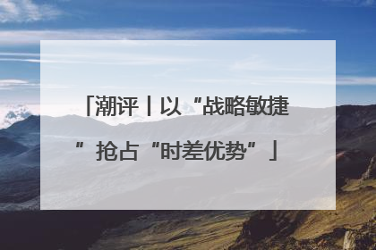 潮评丨以“战略敏捷”抢占“时差优势”
