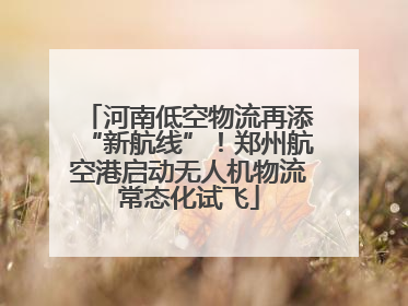 河南低空物流再添“新航线”！郑州航空港启动无人机物流常态化试飞