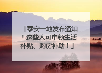 泰安一地发布通知！这些人可申领生活补贴、购房补助！