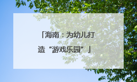 海南：为幼儿打造“游戏乐园”