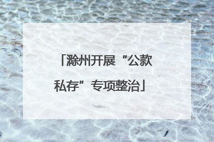 滁州开展“公款私存”专项整治