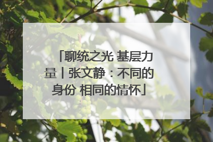 聊统之光 基层力量丨张文静：不同的身份 相同的情怀