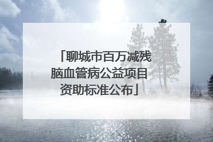 聊城市百万减残脑血管病公益项目资助标准公布