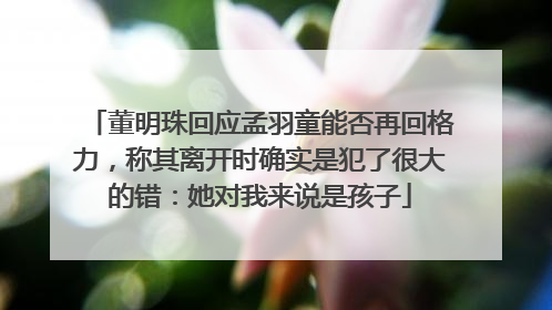 董明珠回应孟羽童能否再回格力，称其离开时确实是犯了很大的错：她对我来说是孩子