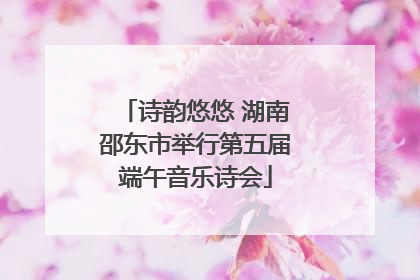 诗韵悠悠 湖南邵东市举行第五届端午音乐诗会