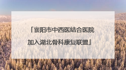 襄阳市中西医结合医院加入湖北骨科康复联盟