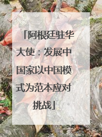 阿根廷驻华大使：发展中国家以中国模式为范本应对挑战