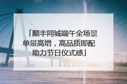 顺丰同城端午全场景单量高增，高品质即配助力节日仪式感