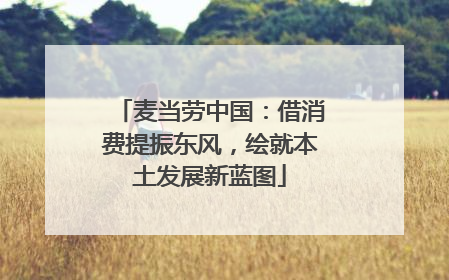 麦当劳中国：借消费提振东风，绘就本土发展新蓝图